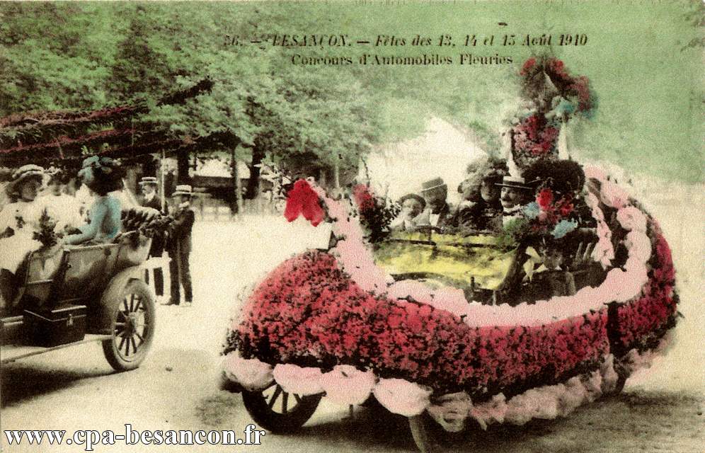 56 - BESANÇON - Fêtes des 13, 14 et 15 Août 1910 - Concours d'Automobiles Fleuries